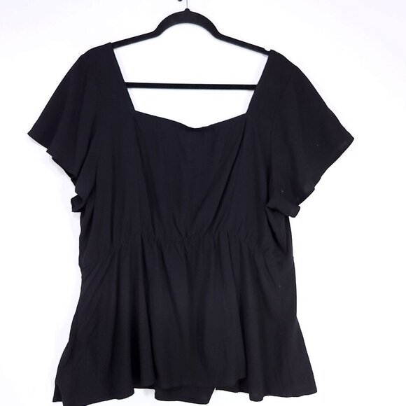 Torrid Chiffon Blouse Plus Size 2X Flutter Sleeve Sweetheart Neck Elastic Waist - Picture 2 of 10